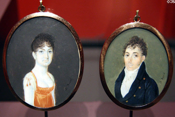 Miniature portraits of Mr. & Mrs. Jean-Baptiste Emanuel Prud'homme (c1810-20) by Ambrose Duval at Shaw Center for the Arts. Baton Rouge, LA.