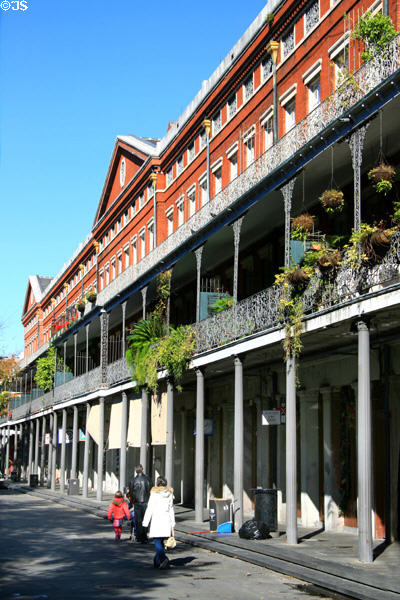 Facade of Lower Pontalba Building in Jackson Square. New Orleans, LA.