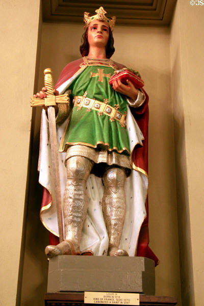 Carving of Sainted King Louis IX of France in St Louis Cathedral. New Orleans, LA.