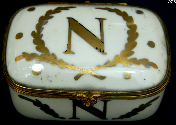 Snuff box (19thC) with symbol of Napoleon at Cabildo Museum. New Orleans, LA.