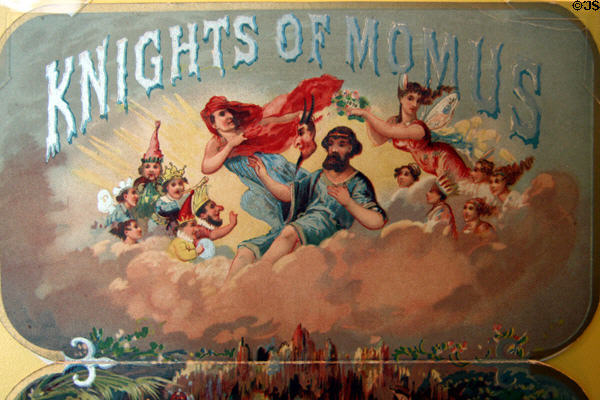 Detail of Mardi Gras Knights of Momus poster (1878) at Presbytère Museum. New Orleans, LA.