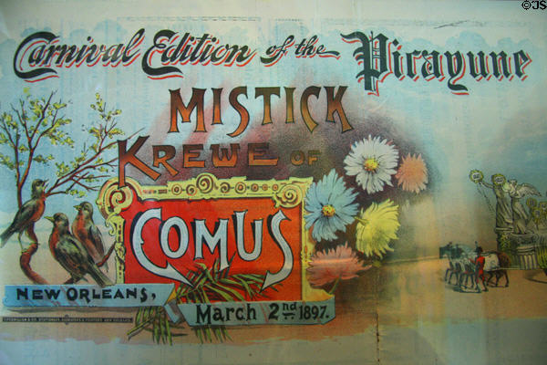 Carnival Mistick Crew of Comus poster detail (1897) by Picayune newspaper at Presbytère Museum. New Orleans, LA.