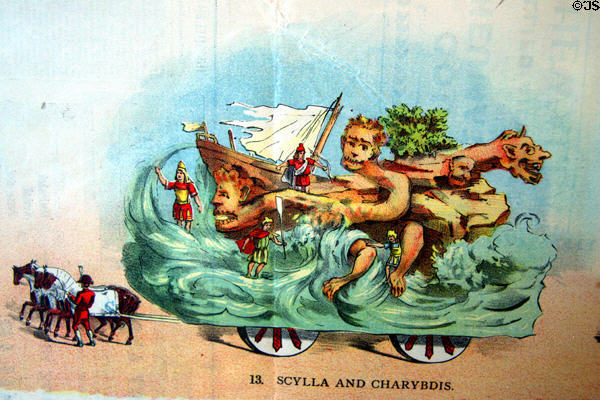 Detail of Scylla & Charybdis float on Carnival Mistick Crew of Comus poster (1897) at Presbytère Museum. New Orleans, LA.