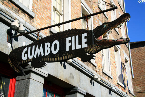 Gumbo File alligator-shaped sign on Decatur St. New Orleans, LA.