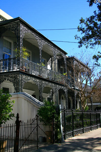 Pair of homes with elaborate cast iron work at 529-533 Esplanade Ave. New Orleans, LA. On National Register.