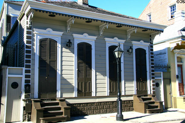 Double shotgun house (1209-11 Bourbon St.). New Orleans, LA.