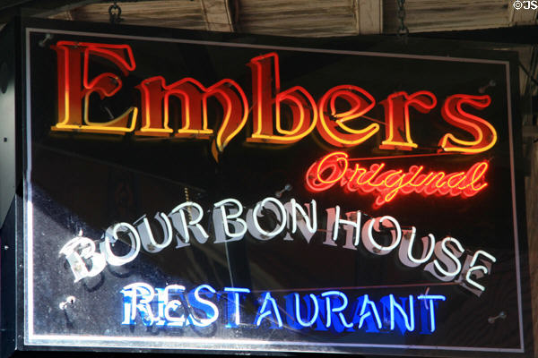 Embers neon sign on Bourbon St. New Orleans, LA.