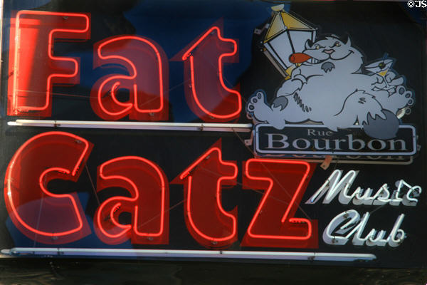 Fat Catz neon sign on Bourbon St. New Orleans, LA.