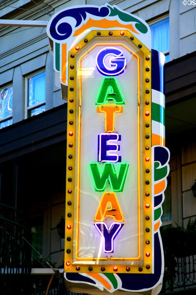 Gateway neon sign on Bourbon St. New Orleans, LA.