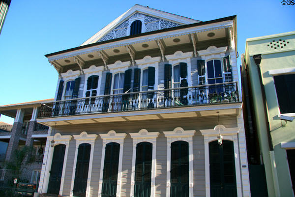 Double house (910-12 Dauphine St.) with elaborate gable carving. New Orleans, LA.