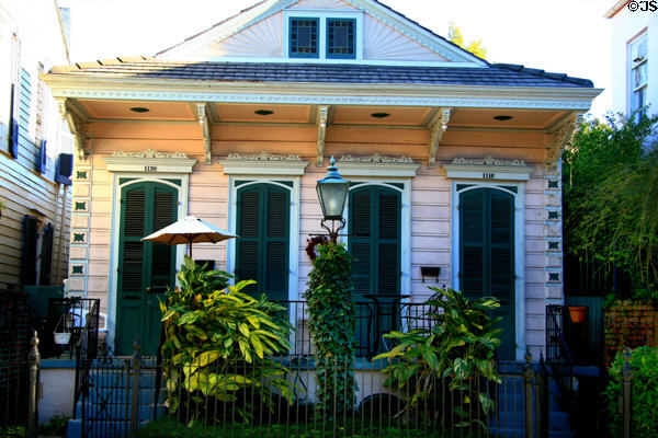 Pink shotgun house (1116-20 Dauphine St.). New Orleans, LA.