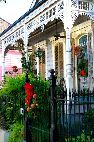 Cottage with lacework porch (828 St. Peter St.). New Orleans, LA.