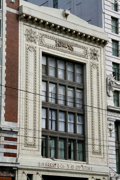 Kress Building (1912) (5 floors) (900 Canal St.). New Orleans, LA. Style: Art Nouveau. Architect: Emile Weil.