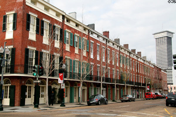 Julia Street Row [aka Thirteen Sisters Buildings] (1832) (602-646 Julia St.). New Orleans, LA. Architect: James H. Dakin, Alexander T. Wood & Daniel H. Twogood. On National Register.