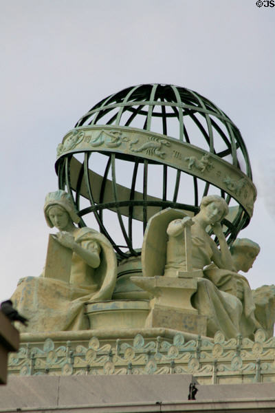 Zodiac globe with allegorical females atop U.S. Court of Appeals Building. New Orleans, LA.