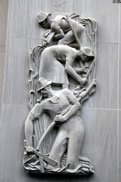 Art Deco agricultural workers relief on F. Edward Hebert Federal Building. New Orleans, LA.