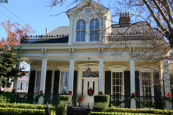 House with distinctive center gabel (1331 Philip St.) in Garden District. New Orleans, LA.