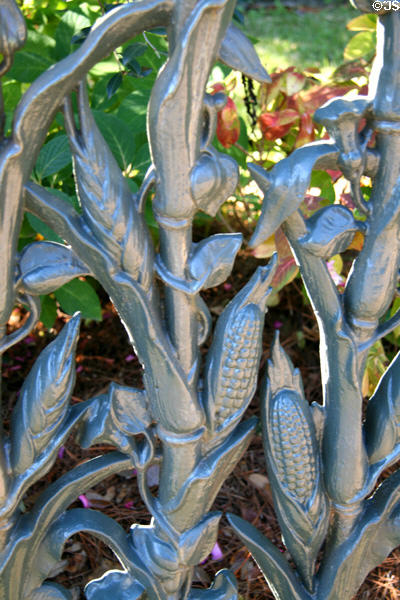 Details of cast iron corn stalk & morning glory fence at Colonel Short's Villa in Garden District. New Orleans, LA.
