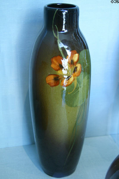 Earthenware vase in Nasturtium design (c1900) by J.B. Owens Pottery of Zanesville, Ohio at New Orleans Museum of Art. New Orleans, LA.