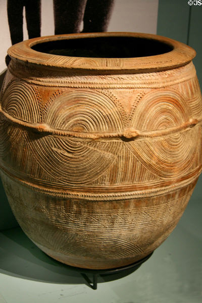 Luo peoples earthenware storage jar from Sudan or Uganda, at New Orleans Museum of Art. New Orleans, LA.
