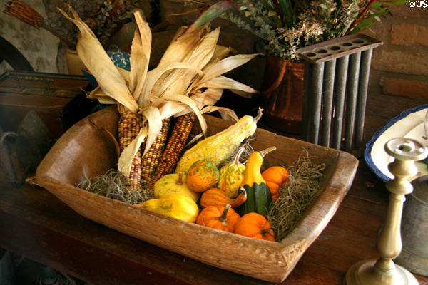 Wooden bowl with gourds at Laura Plantation. Vacherie, LA.