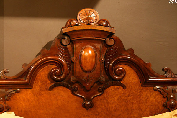 Carved Mallard bed (identified by egg in headboard) only piece original to Houmas House. Burnside, LA.