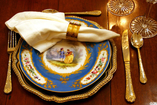 Meissen table setting in Nottoway Plantation dining room. White Castle, LA.