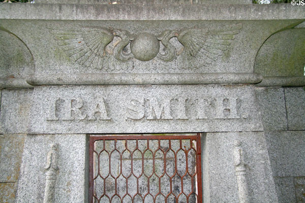 Egyptian symbol detail on tomb in graveyard of Grace Episcopal Church. St. Francisville, LA.
