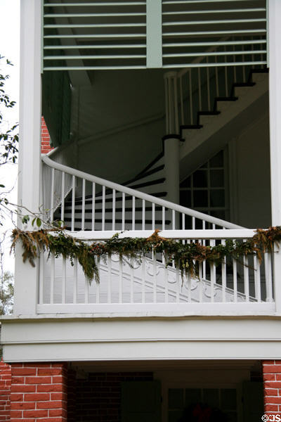 Outdoor spiral staircase of Oakley Plantation house. St. Francisville, LA.