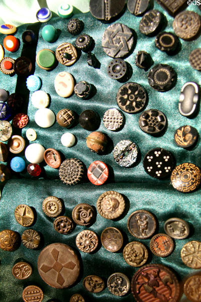 Button collection found in floor of Oakley Plantation house at Audubon Historic Site State Park museum. St. Francisville, LA.