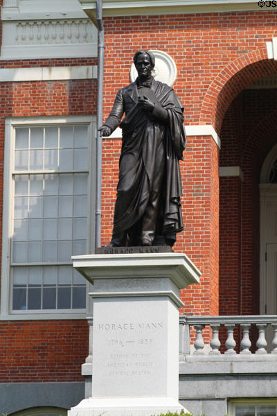 Statue of Horace Mann (1796-1859) Father of American Public School System at Massachusetts State House. Boston, MA.