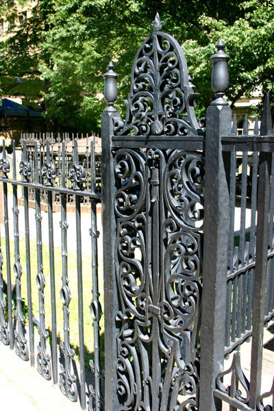 Wrought iron fence around King's Chapel Burying Ground. Boston, MA.