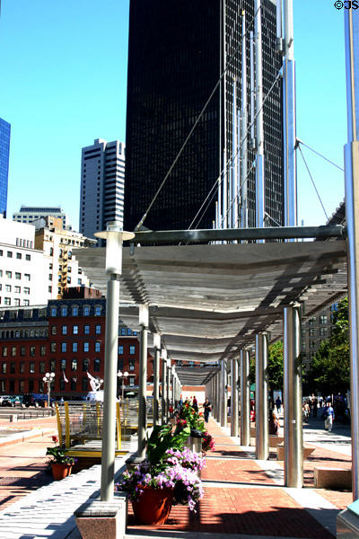 Covered walkway on Boston City Hall Plaza. Boston, MA.