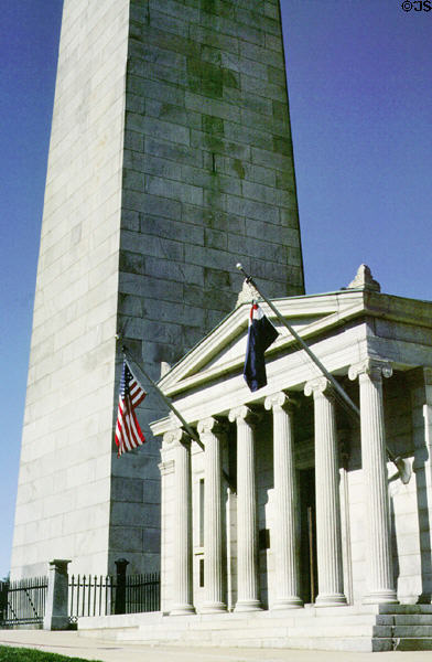 Bunker Hill Monument & late 19th C exhibit lodge is actually on Breed's Hill where the battle took place. Boston, MA.