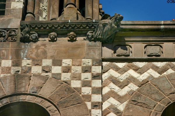 Gargoyle & patterned stonework of Trinity Church. Boston, MA.