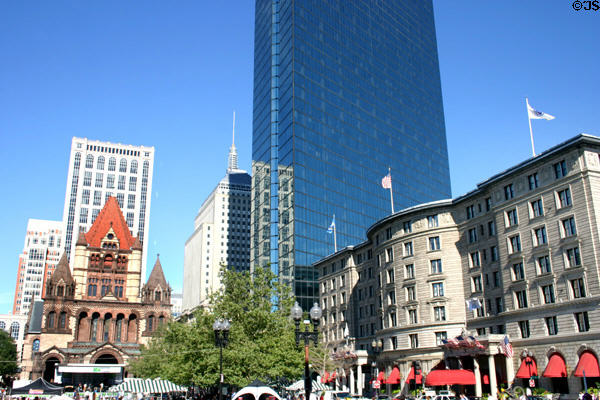 Copley Square with Trinity Church, John Hancock Tower, & Fairmont Copley Plaza (1912). Boston, MA.