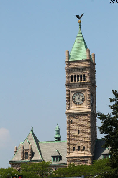 Lowell City Hall (1893) (407 Merrimack St.). Lowell, MA. Style: Romanesque Revival. Architect: Arthur Cutler & Otis A. Merrill.