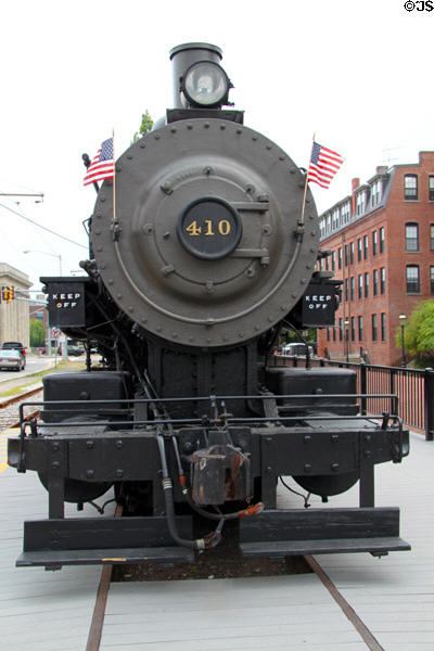 Nose of Boston & Maine steam locomotive 410 at Lowell National Historical Park. Lowell, MA.