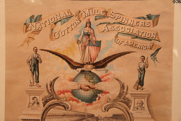 Detail of National Cotton Mule Spinners Assoc. poster at Boott Cotton Mills. Lowell, MA.