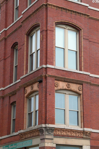 Decorative details of Victorian Fairburn Building. Lowell, MA.