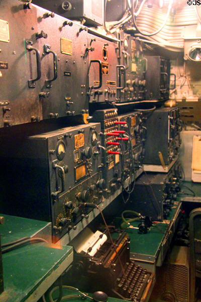 Communications room of Submarine Lionfish at Battleship Cove. Fall River, MA.