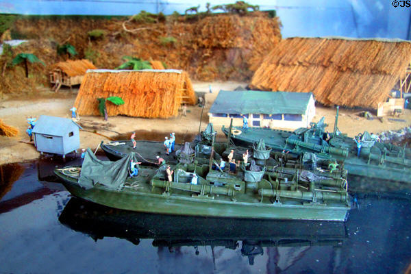 Model of PT boats during WWII Pacific campaign at Battleship Cove. Fall River, MA.