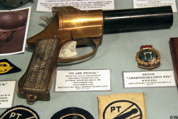Flare pistol (1943) at Battleship Cove P.T. Boat Museum. Fall River, MA.
