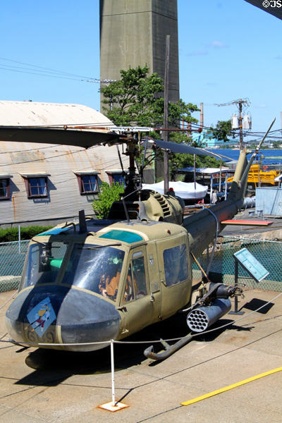 Bell UH-1 Iroquois or "Huey" helicopter at Battleship Cove. Fall River, MA.