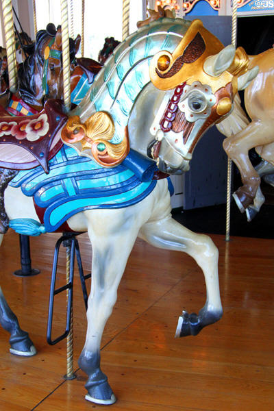 Detail of horse of Fall River Carousel. Fall River, MA.