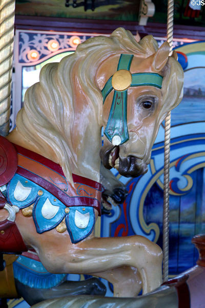Detail of horse of Fall River Carousel. Fall River, MA.