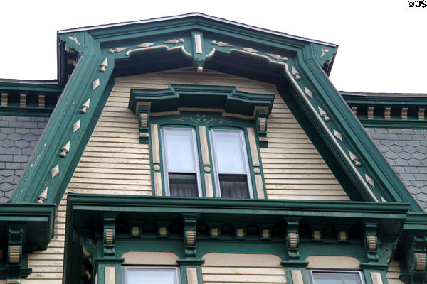 Second Empire details of Rachel M. Trafford House (1881) (375 Rock St.). Fall River, MA.