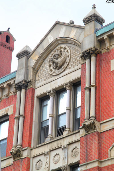 Academy Building Victorian Gothic decorative detail. Fall River, MA.