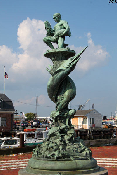 Sculpture (1962) Memorial to Whalemen & Fishermen with sea creatures by Anna Hyatt Huntington at Tonnessen Park. New Bedford, MA.