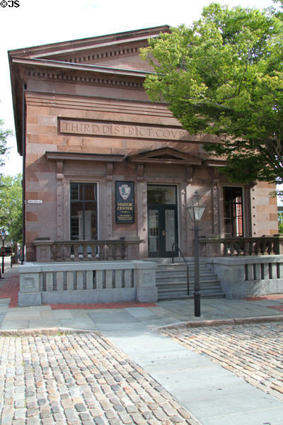 Old Bank now National Park Visitor Center (former New Bedford Institution for Savings, then Third District Court of Bristol) (1853) (33 William St.). New Bedford, MA. Style: Neoclassical Revival. Architect: Russell Warren.